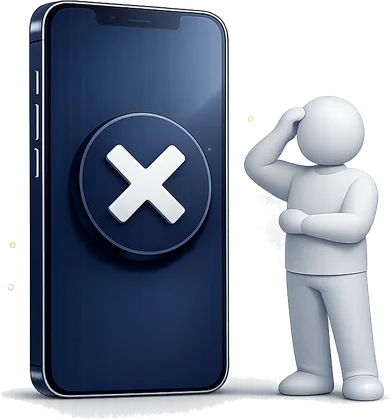 Android phone showing an installation blocked warning icon