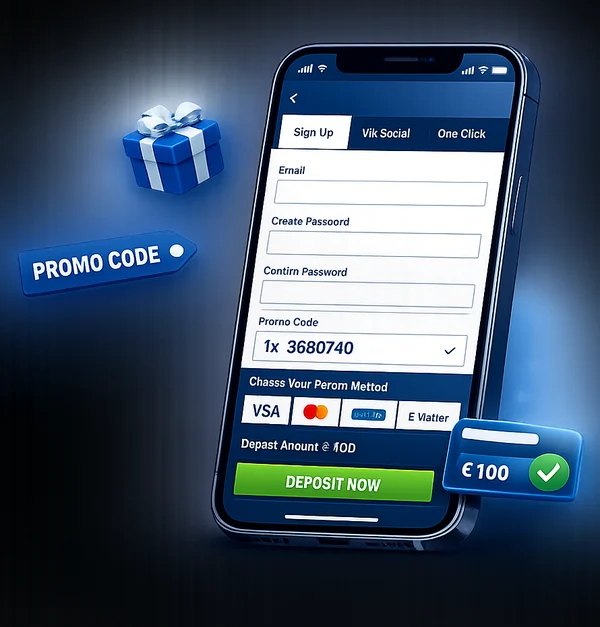 Activating the 1xBet welcome bonus with a promo code